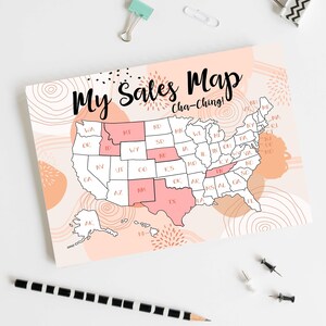 Etsy Sales Map, Sales Tracker, Coloring Map, Etsy Sales Printable