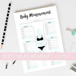 Printable Weight Loss Tracker, Digital Weight Loss Chart, Measurement Tracker