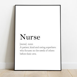 Nurse Definition, Nurse Print, Dictionary Print,  gift for nurse
