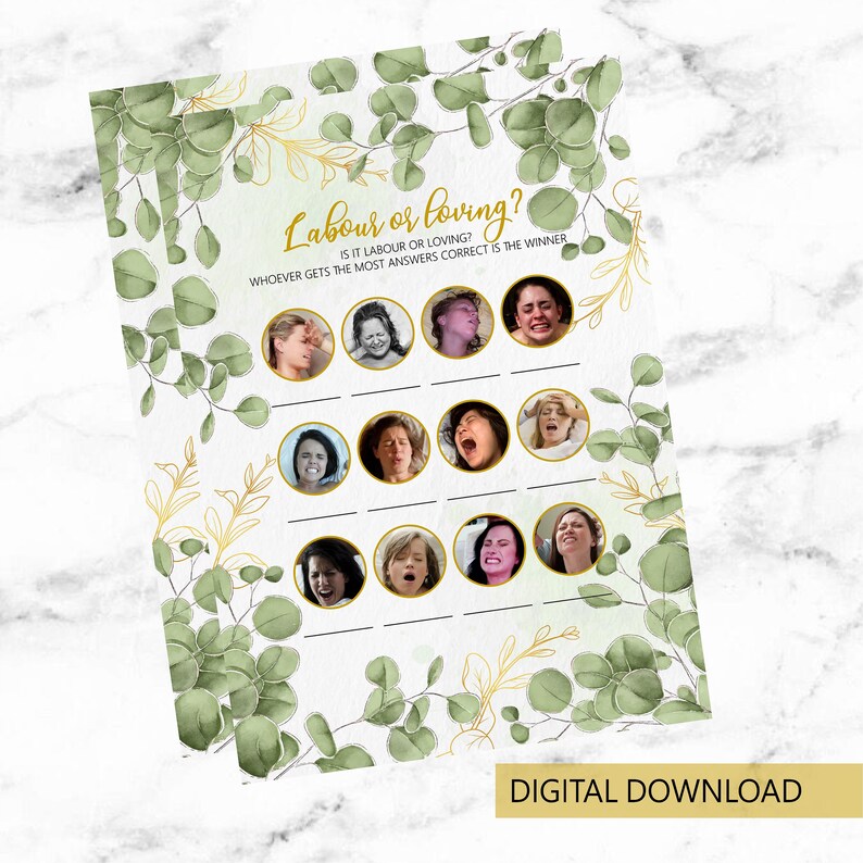 Labour or Loving Baby Shower Game Digital Download Etsy