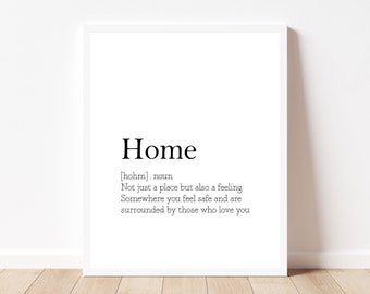 Home Definition Print, Home Print, Family Print, Dictionary Print