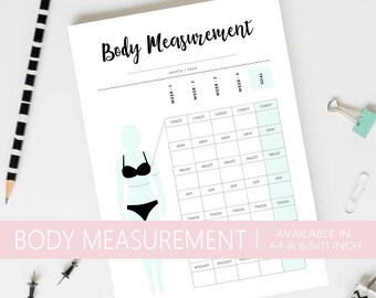 Printable Weight Loss Tracker, Digital Weight Loss Chart, Measurement Tracker