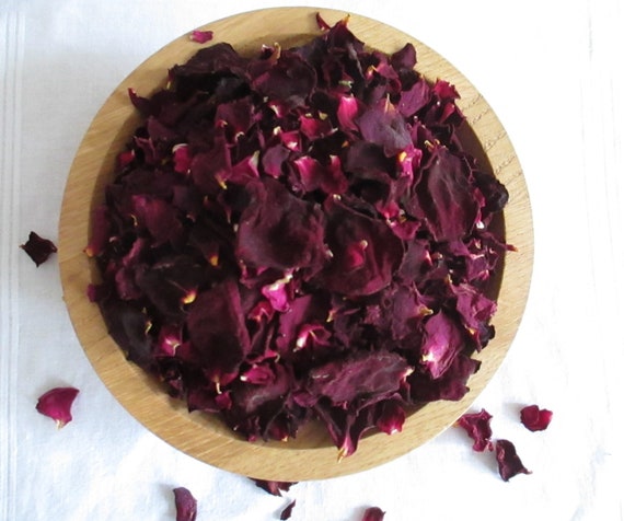 Organic Dried Burgundy Red Rose Petals, Edible Flowers, Rose Tea, Culinary,  Cake Decoration, Bath & Beauty, Eco Confetti, Vegan 