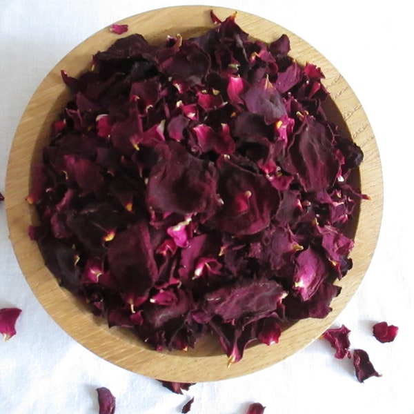 Organic dried burgundy red Rose petals, Edible flowers, Rose tea, Culinary, Cake decoration, Bath & Beauty, Eco confetti, Vegan