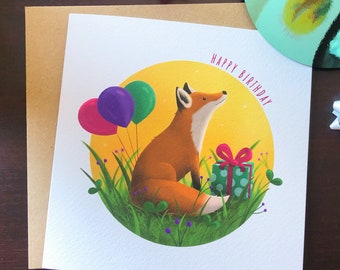 Alles Gute zum Geburtstag Fuchs Party-Karte