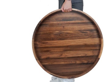 Round Wood Tray, Round Wooden Tray With Handles Uk