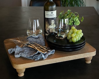 Rustic Teak Wood Riser: Farmhouse Pedestal Stand (18x12x4”)