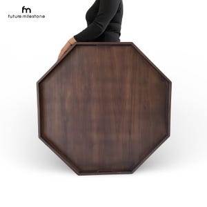 Tray 36"x 36" octagonal Wood Tray | Extra Large Handcrafted Ottoman Tray | Serving Tray | Coffee Table Tray | Wooden Decorative Tray