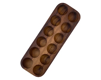Teak Wood Egg Holder: Rustic Easter Egg Display, 10 or 12 Eggs