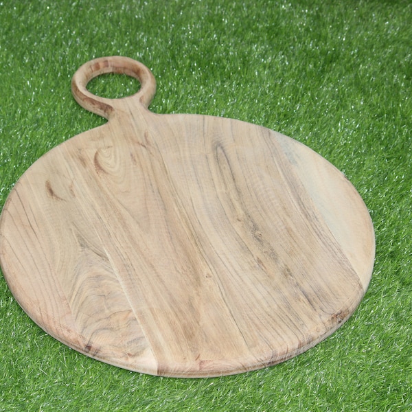Original Handmade large Wood Serving Board , Wooden Cutting Board, Round paddle cutting board, Chopping Board, Modern Cutting Board