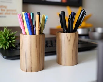 Wooden Pen Holder: Desk Organizer, Pencil Cup, Office Accessories, Bathroom organizer, Toothbrush Minimalist Gift