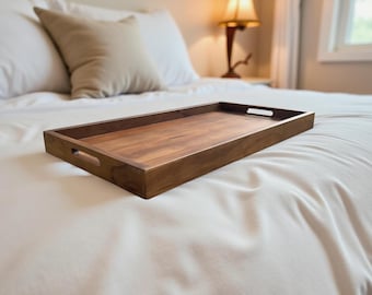 Wooden Ottoman tray, Large ottoman tray with handles, Ottoman Top Tray for Breakfast Serving Board Large Wooden Tray for Food, Tray for Home