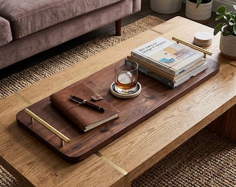 Oversized Teak Ottoman Tray, Wooden platter for serving, Modern Farmhouse Decor, Handmade Oversized Ottoman Tray: Coffee Table Alternative