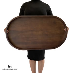 Large Ottoman Tray, Farmhouse tray, Teak Wooden tray, Breakfast tray, Kitchen tray, Serving Tray Sofa Tray Wedding decor Oval Ottoman Tray