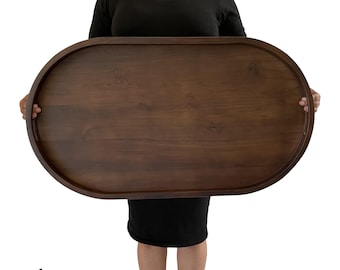 Large Ottoman Tray, Farmhouse tray, Teak Wooden tray, Breakfast tray, Kitchen tray, Serving Tray Sofa Tray Wedding decor Oval Ottoman Tray