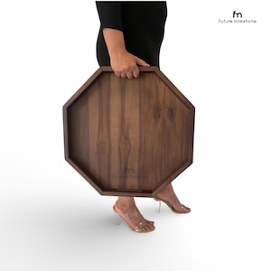 Ottoman Tray Large, Farmhouse tray, Wooden tray, Breakfast tray, Kitchen tray Serving Tray for ottoman Top for Ottoman Octagonal Tray