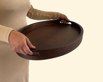 Handcrafted Teak Serving Tray – Oval Farmhouse Ottoman Tray
