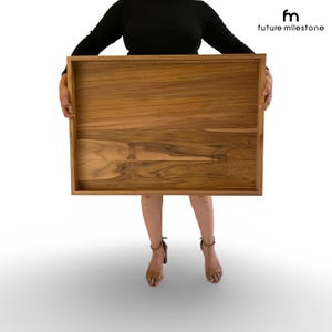 Ottoman Tray Large Serving Tray. Handmade wooden tray with handles Drink tray. Coffee table tray. Clear finish tray