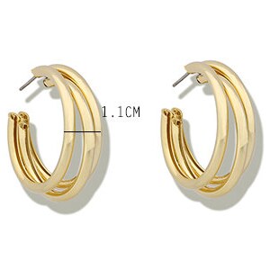 Gold Multi Row Hoop Earrings for Women Simple Three Circle Hoop Earrings Bohemia Geometric Round Earrings image 4