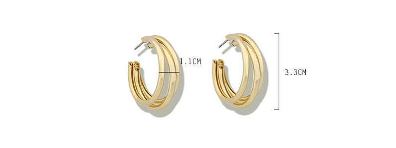 Gold Multi Row Hoop Earrings for Women Simple Three Circle Hoop Earrings Bohemia Geometric Round Earrings image 4