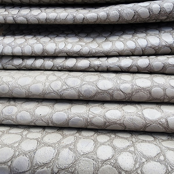 Grey Embossed Leather Scraps (Italian Leather)