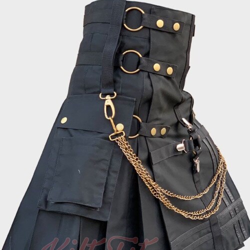 Kilt Black Fashion Gothic Nylon Straps Utility Kilt for Men - Etsy