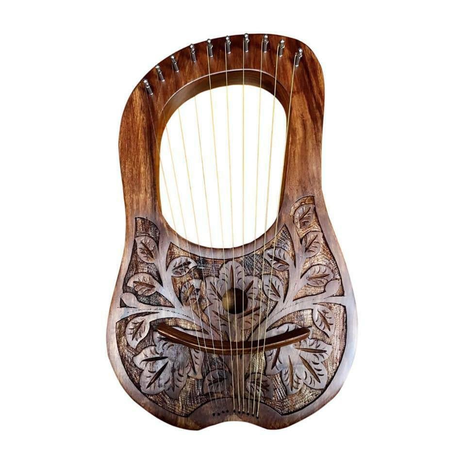 Lyre Harp 10 String Handmade Engraved Rosewood 