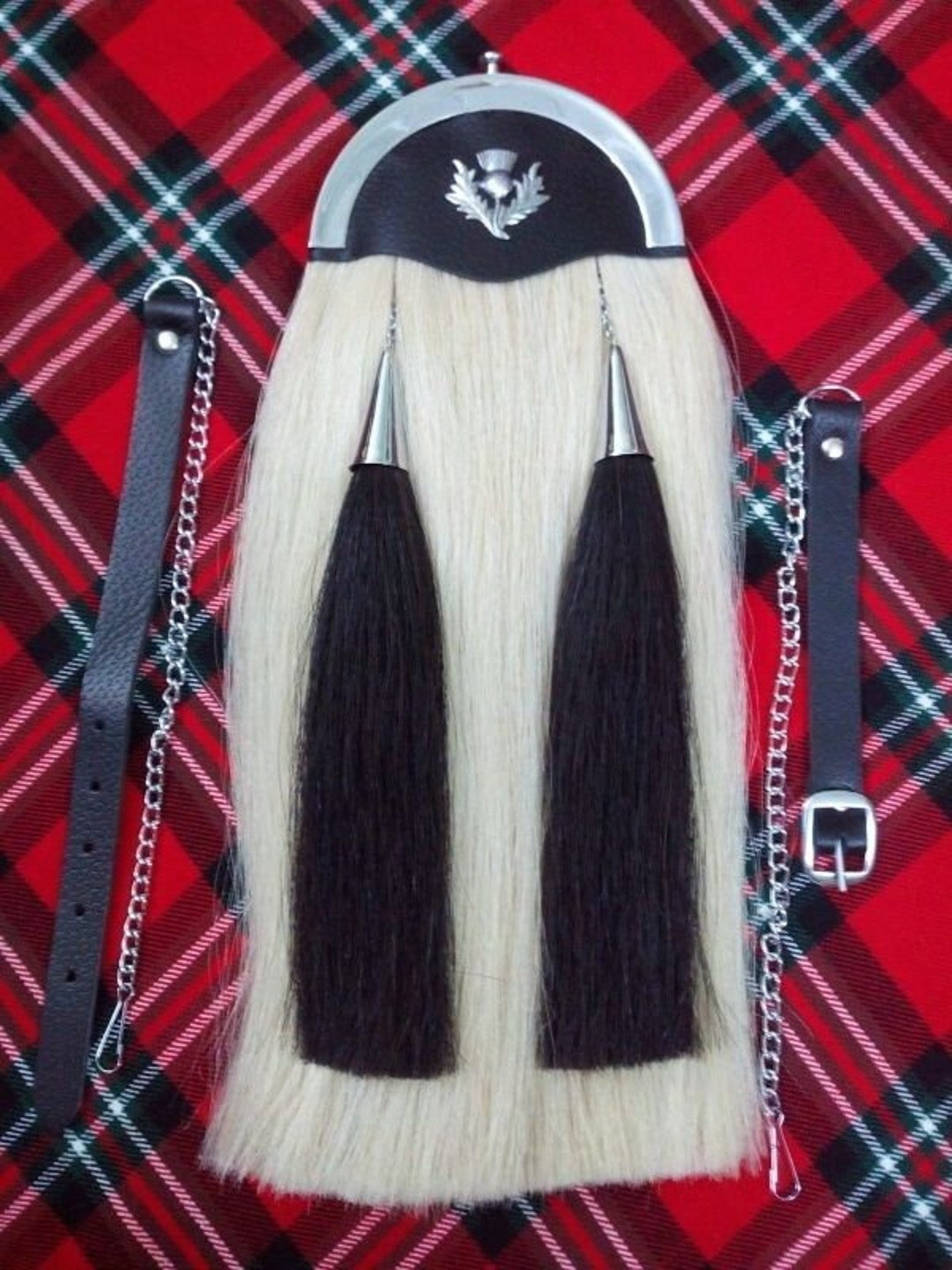 Scottish Sporran 100 Original Horse Hair Long Sporran With Chain