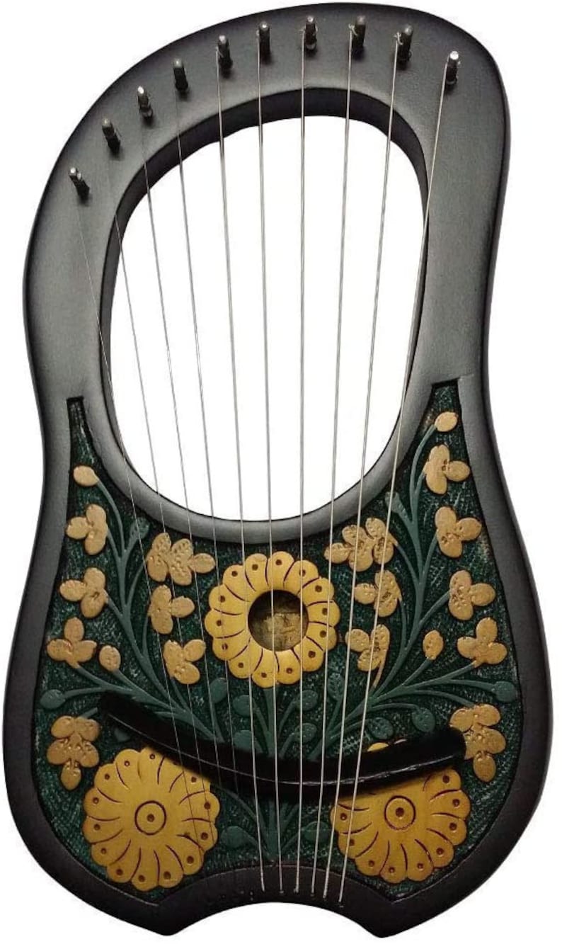 Handmade Lyre Harp 10 Metal String Instrument Shesham Etsy