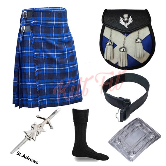 Traje tradicional escocés de kilt de tartán para hombres 10 piezas