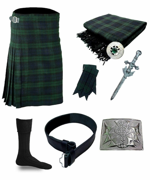 Men's Scottish Kilt Traditional Black Watch Kilts Tartan Highland Wear All  Sizes