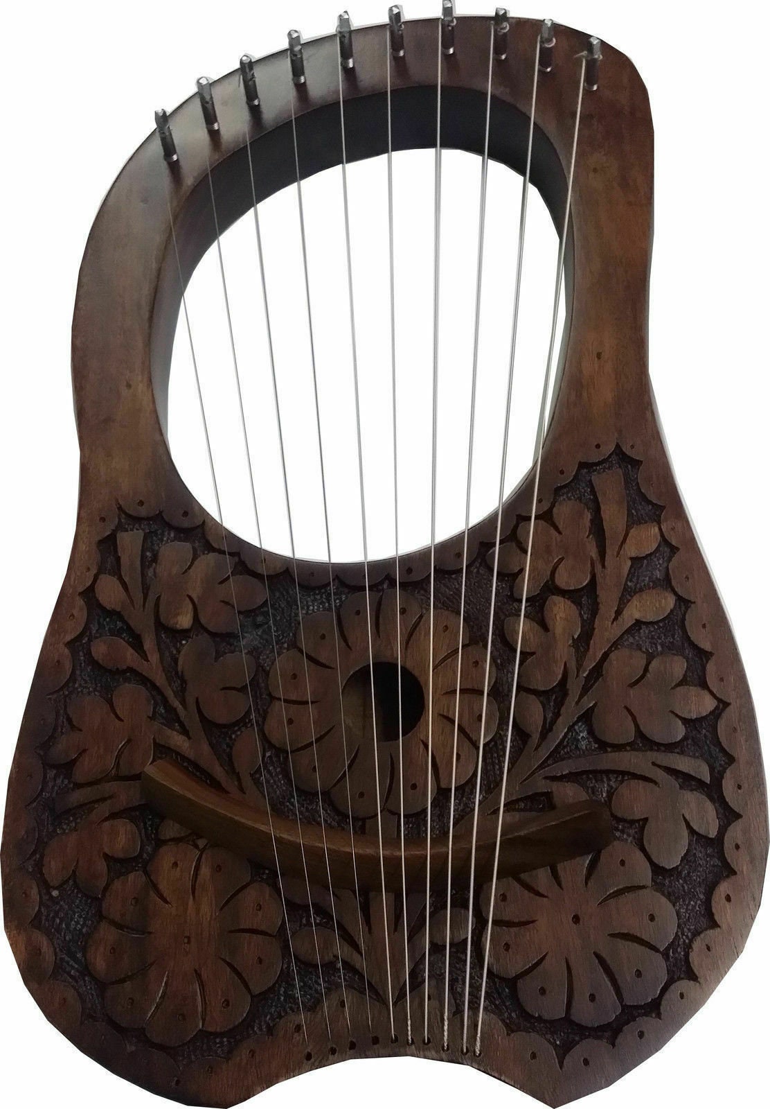 Lyre Harp 10 Strings Hand Engraved Flowers Beautiful Product & Sound Top Quality 