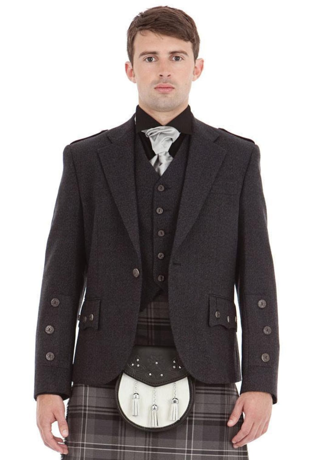 Men's Scottish Grey Tweed Wool Argyle Kilt Jacket With - Etsy UK