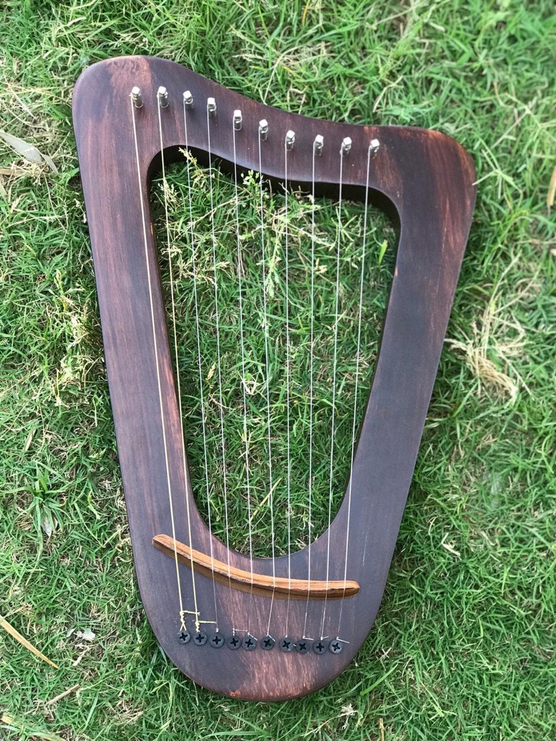 New Lyre Harp Curved Design Handmade 10 Metals Strings Free Bag,key, and Strings Set Etsy