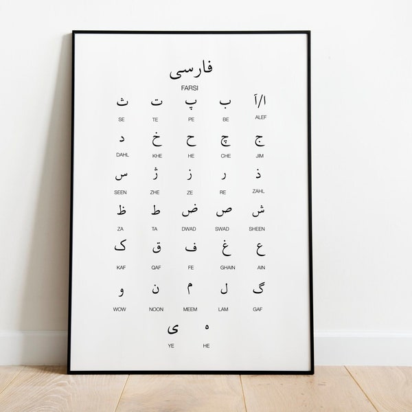 Persian Alphabet Chart Etsy Singapore