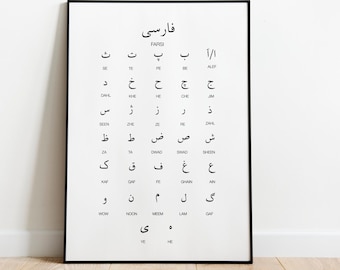 Farsi Alphabet Poster, Persische Sprachlernkunst (Digitaler Download)