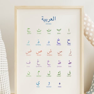 Arabisches Alphabet Ihrer Wahl. Islamisches Kinderposter. Digitaler Download. Kinderzimmer und Kinder Deko- und Lernmaterial.