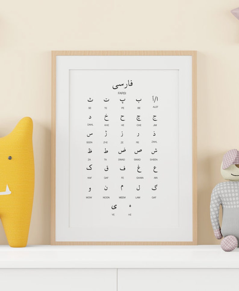 Persian / Farsi Alphabet Printable Art, Farsi Language Digital Print