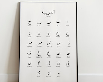 Arabic Alphabet Printable Art, Arabic Language Digital Print, Language Learning Poster Instant Download, Islamic Wall Art Kids, Nursery