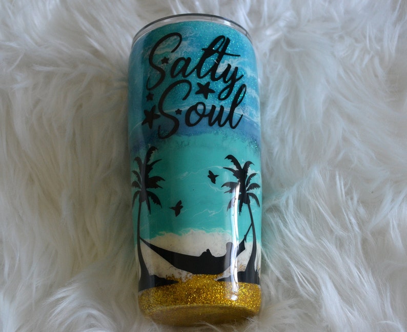 free shipping stainless steel tumbler Salty Paradise 22 oz