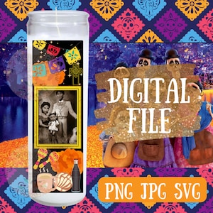 Presente de memória, vela do Dia de los Muertos, presente personalizado, dia dos mortos, presente em memória da família, lembrança de lembrança, png, pdf, svg, jpg