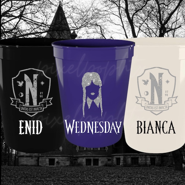 Wednesday Personalized Cups, Addams, Spooky Season, Wednesday Candy Favors, Thing, Wednesday Party Favors, Birthday, Halloween, Morticia