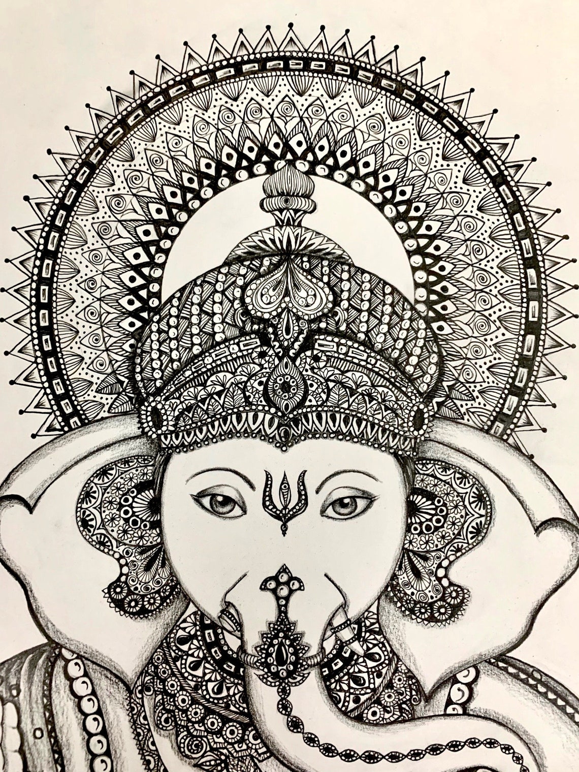Indian Hindu God Ganesha Sketch Etsy