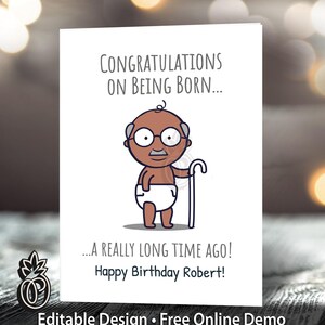 Félicitations pour votre naissance, carte drôle modifiable, carte d'anniversaire drôle modifiable, carte d'anniversaire drôle, téléchargement pdf, cartes modifiables 00126
