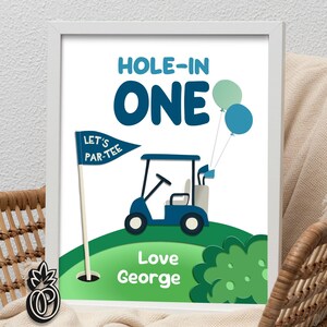 Editable Custom Sign, Boy Birthday decoration, Hole in One Birthday Party, Birthday Party Sign, Golf Table Sign Decoration, Template 0134