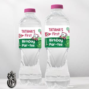 Editable Golf Water Bottle Labels, Golf Birthday Party, Hole in One, Decor Girl Par-tee, Editable Bottle Labels, 1st Birthday Girl, 0134
