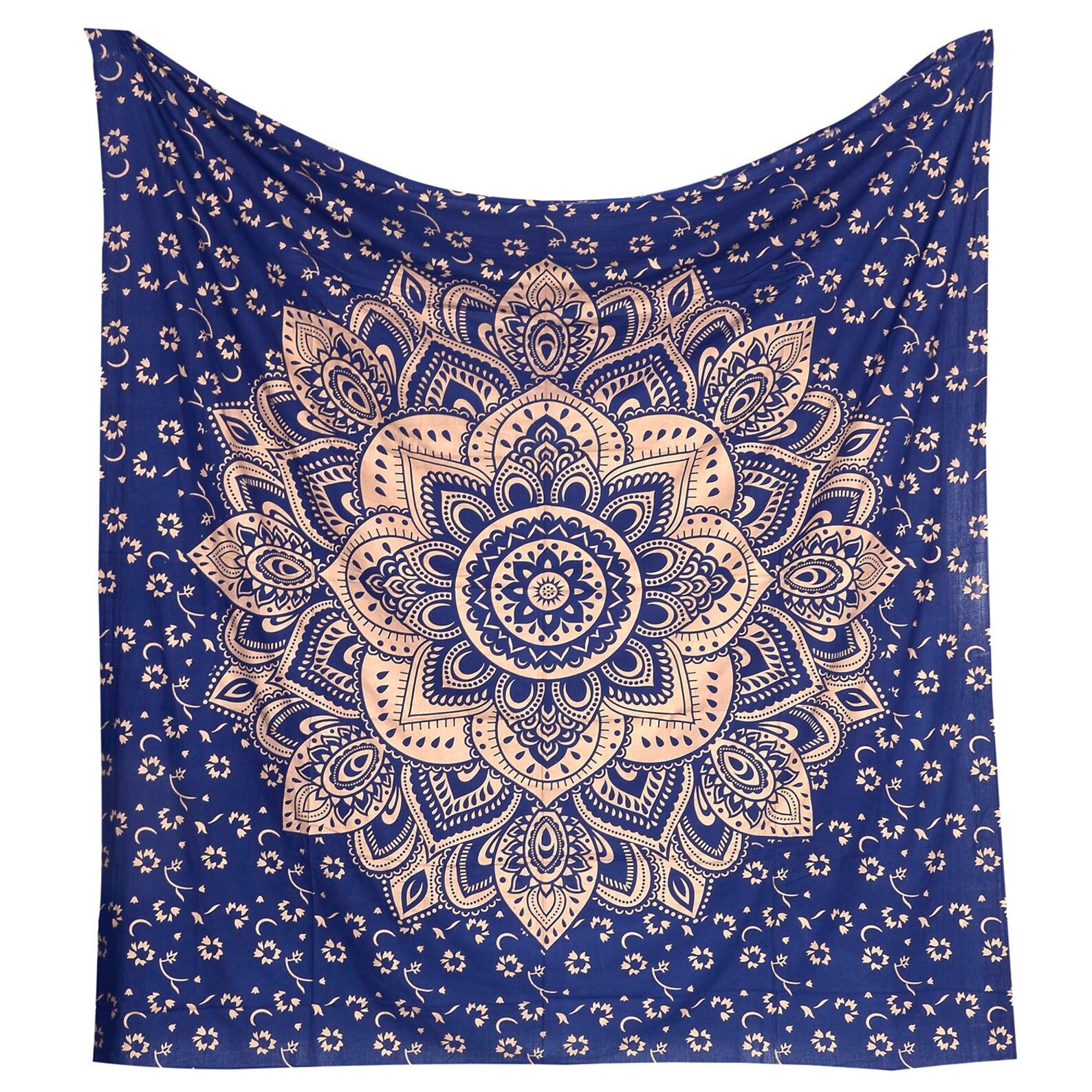 Wall Tapestry Blue Gold Tapestry Wall Hanging Mandala Etsy