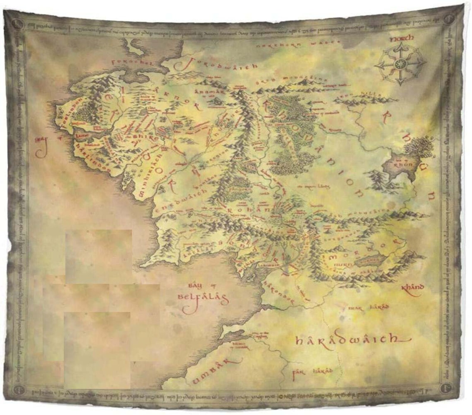 Wall Tapestry Middle Earth Map Art Work Wall Hanging  Etsy