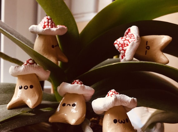 Fairy Garden Clay Mushroom Babies, Different Expressions, Handmade, Cottagecore Cute Aesthetic, Plant Decor, Figurines