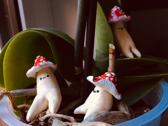 Fairy Garden Clay Mushroom Babies, Handmade, Cottagecore Cute Aesthetic, Plant Decor, Figurines, RESTOCK